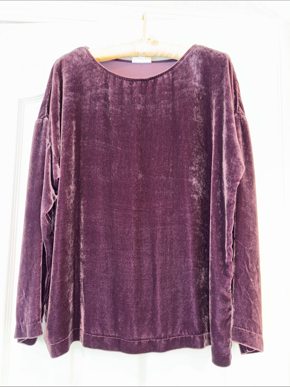 J. Jill Velvet Long-Sleeve Top in Plum